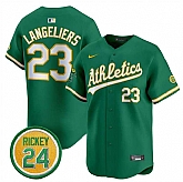 Men's Oakland Athletics #23 Shea Langeliers Green 2024 Limited With Rickey Henderson Patch Stitched Jersey Dzhi,baseball caps,new era cap wholesale,wholesale hats